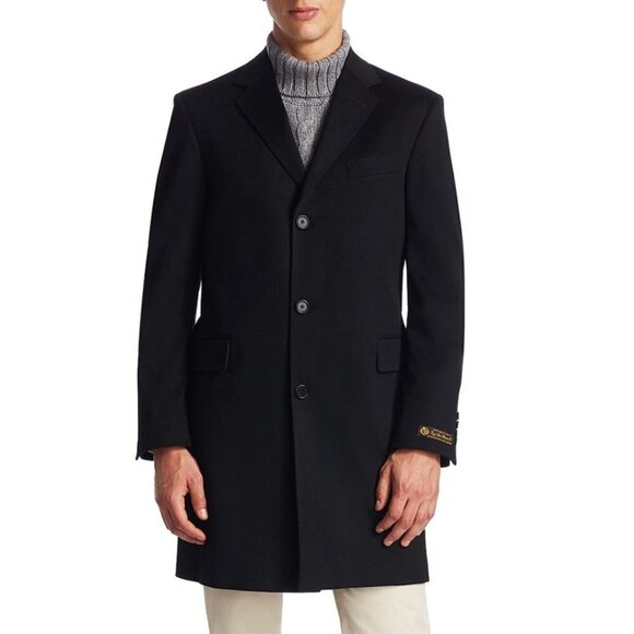 New Saks Loro Piana Wool Cashmere Overcoat Black size 40R - Picture 1 of 7